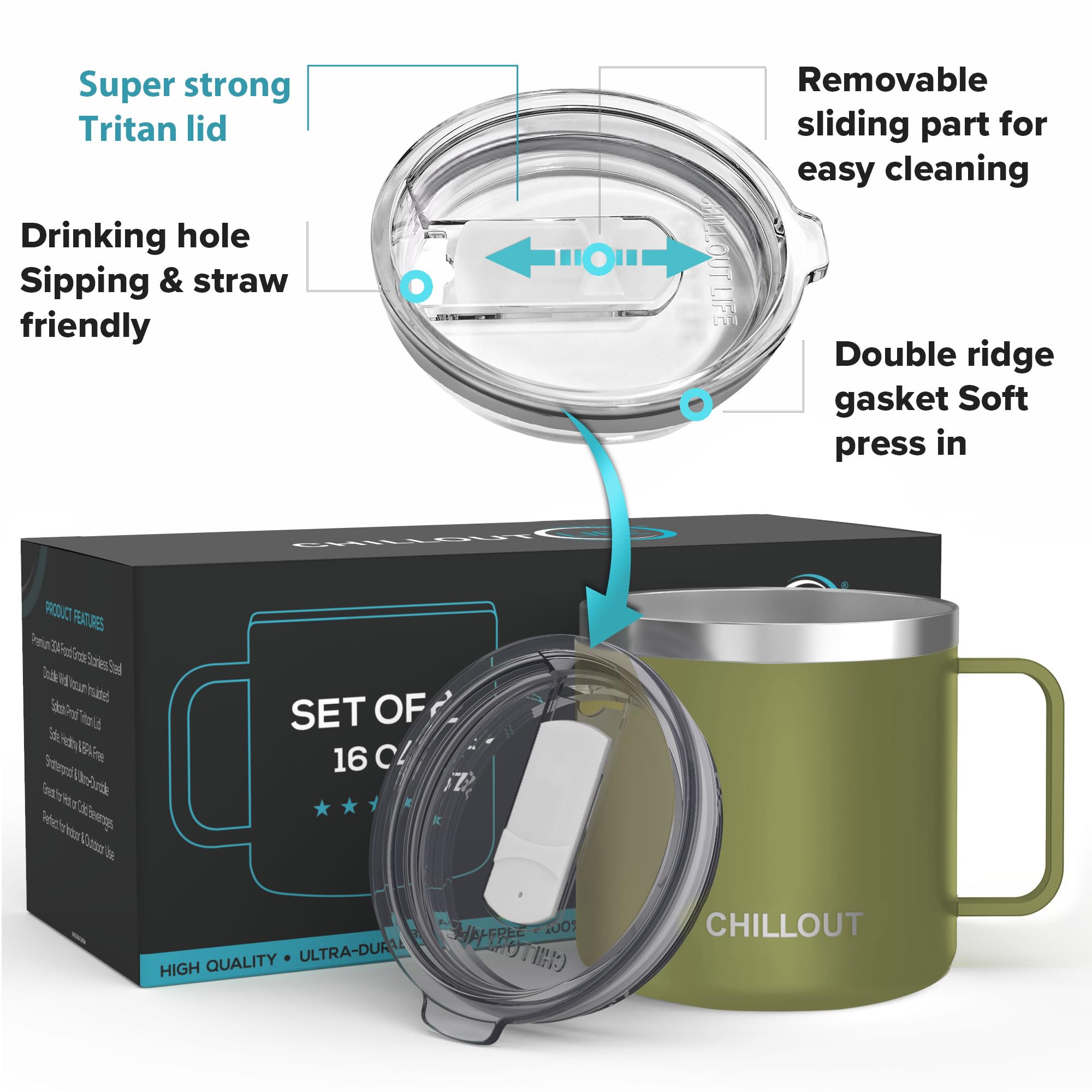 Amazon.com | CHILLOUT LIFE Stainless Steel 16 oz (Set of 2) Vacuum